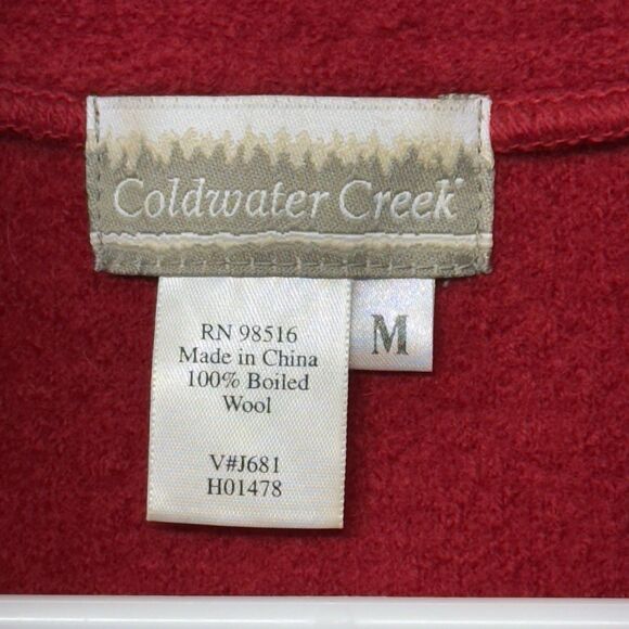 Coldwater Creek 100% Boiled  Wool Vest Full Zip Side Pockets Red Women M EUC - Picture 5 of 11